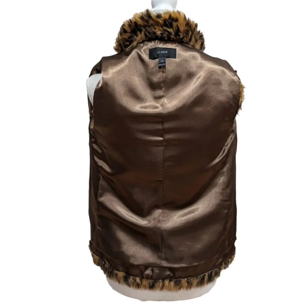 J.Crew Women's Faux-Fur Leopard Vest Zip up Style G9519 Size XXS